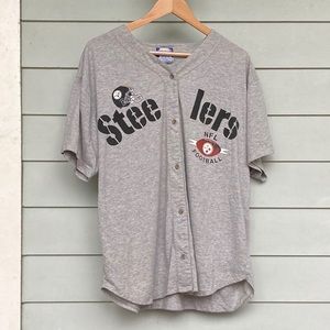 Vintage Team NFL Steelers Button Up Grey XL